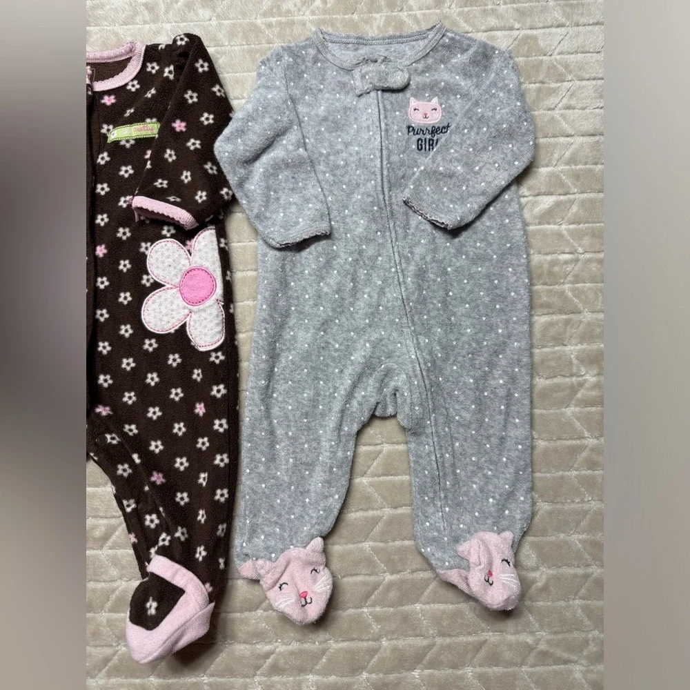 Carter’s | Baby Girl Fleece Footie Pajamas Bundle | 3M